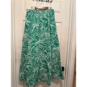 Tabitha Brown for Target Green White Floral Tropical Button Front Maxi Skirt M